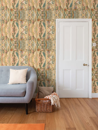 Marbled Feather Wallpaper | Autumn Spice Ebru Repeat Pattern Wallpaper