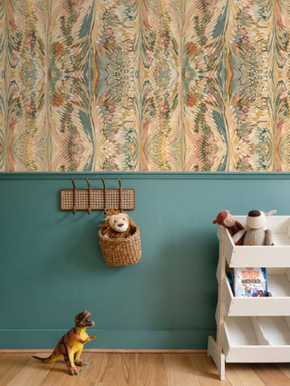 Marbled Feather Wallpaper | Autumn Spice Ebru Repeat Pattern Wallpaper