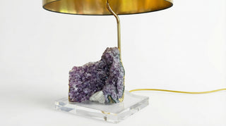 Amethyst Crystal Table Lamp | One-of-a-Kind Gemstone Lamp with Black Shade | Design Pretty