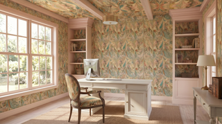 Marbled Feather Wallpaper | Autumn Spice Ebru Repeat Pattern Wallpaper