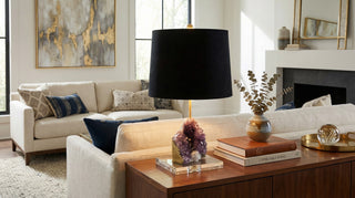 Amethyst Crystal Table Lamp | One-of-a-Kind Gemstone Lamp with Black Shade | Design Pretty
